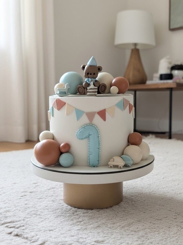 Handcrafted 1st Birthday Cake for Boy