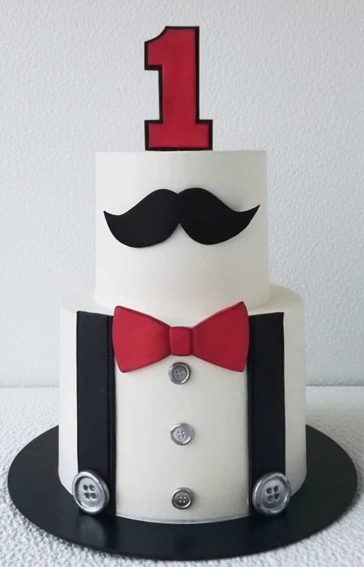 Two Tier First Birthday Cake for Boy