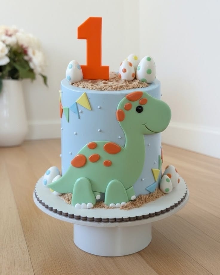 Dinosaur First Birthday Celebration Cake