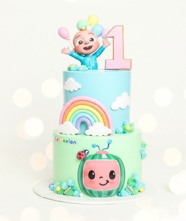 Cocomelon Theme First Birthday Cake for Boy