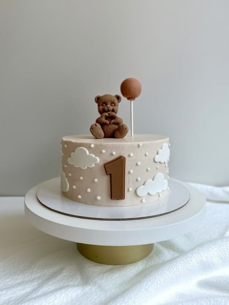 First Birthday Cake for Boy with Teddy