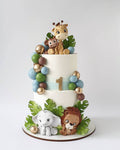 Jungle Theme 1st Birthday Cake for Boy