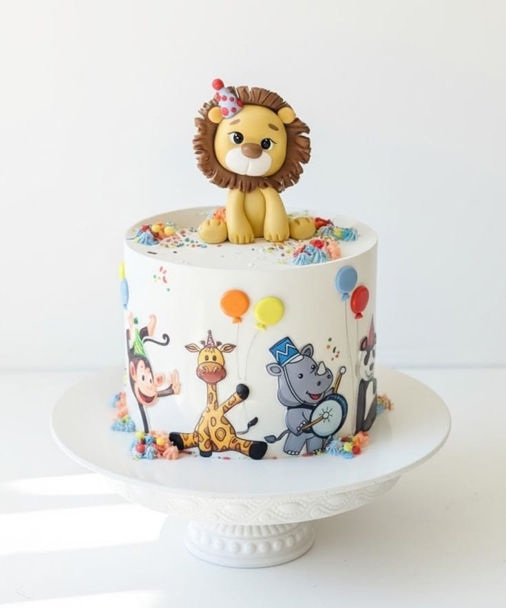 Safari Theme First Birthday Cake for Boy
