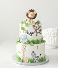 Animal Theme First Birthday Cake for Boy