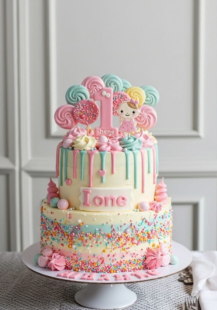 One Year Birthday Cake for Girl