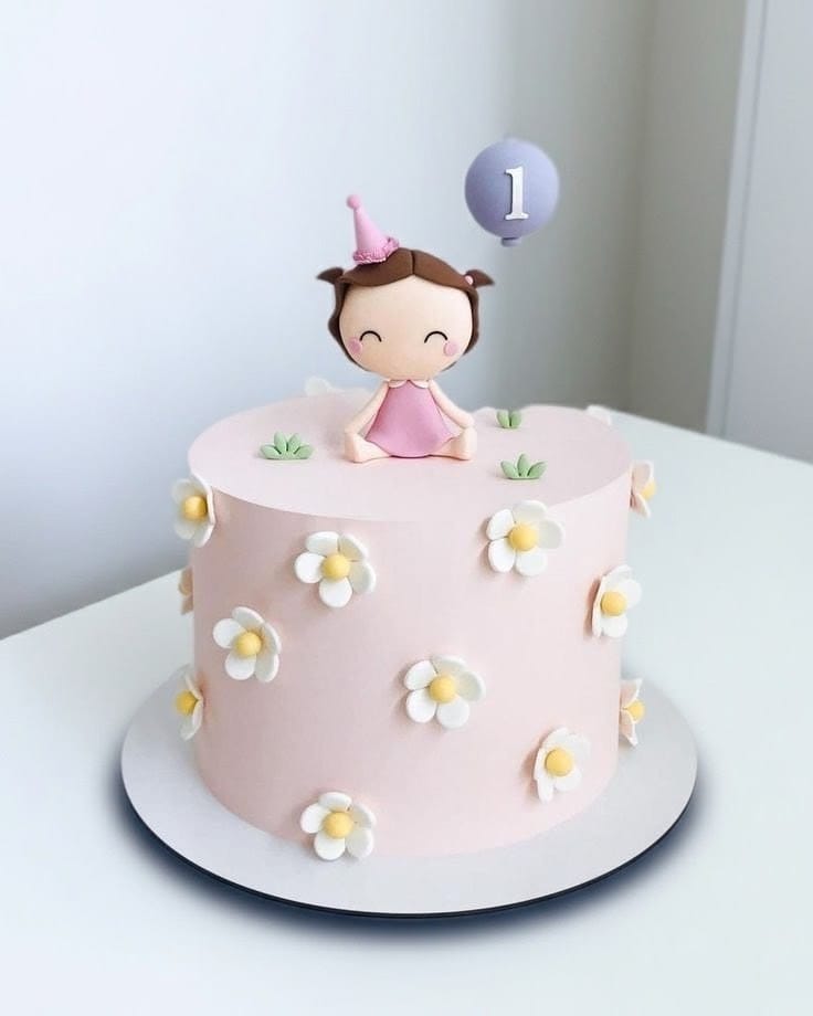 Girl's First Birthday Handmade Cake