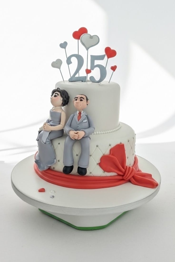 Silver & Sweet Anniversary Cake