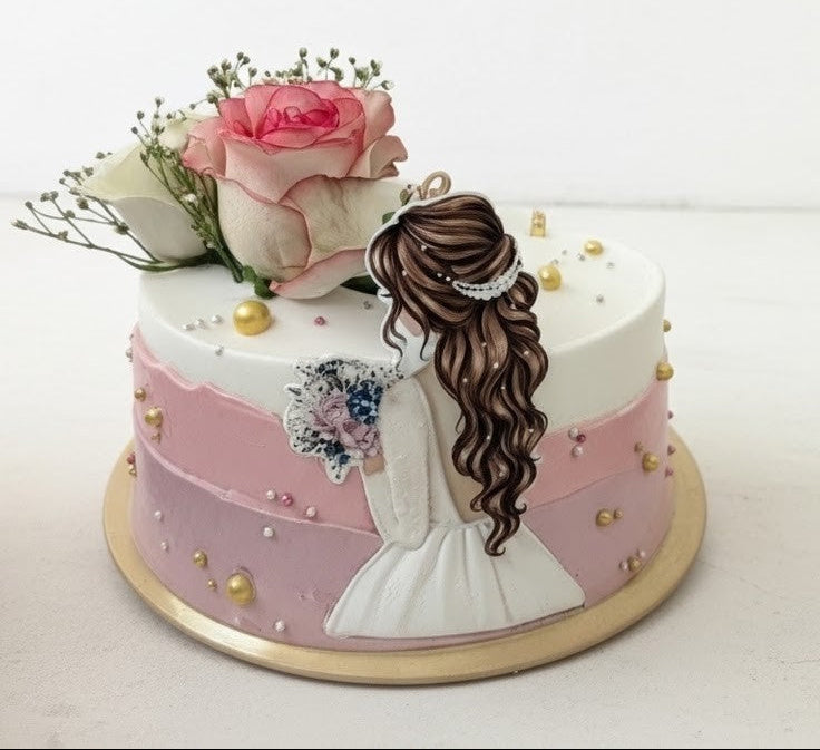 Bride to Be Cake – Pink Rose & Pearl Edition