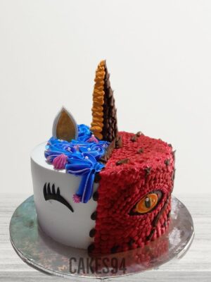 Half Dragon Half Unicorn Cake