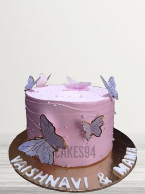 Pink Butterfly Theme Cake