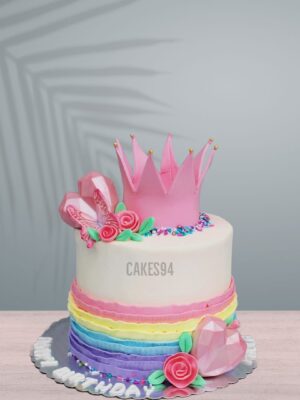 Pink Crown Theme Cake