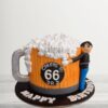 Beer Shape Theme Cake With Men