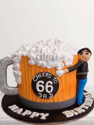 Beer Shape Theme Cake With Men