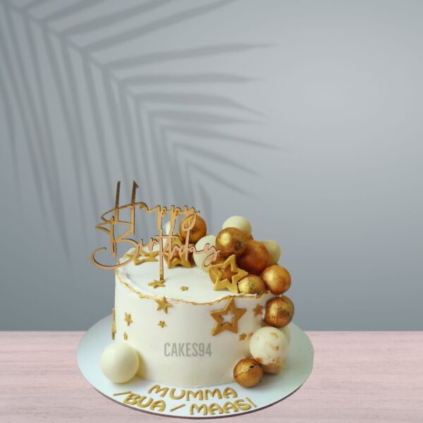 White And Gold Theme Cake