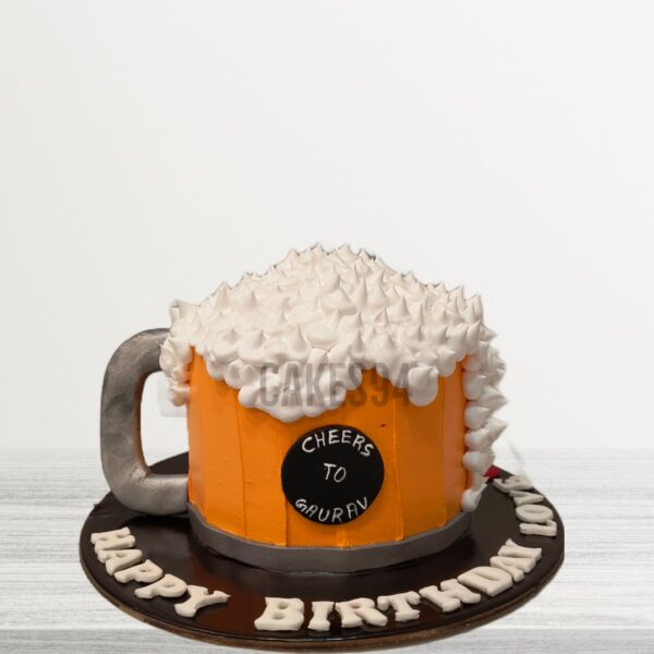 Beer Shape Theme Cake