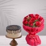 Choco Chips Cake With Bouquet