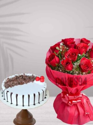 Black Forest Delight With Red Roses Bouquet