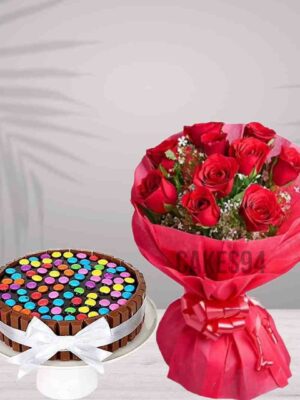 KitKat Cake With Bouquet