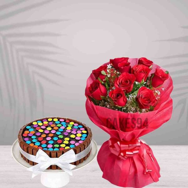 KitKat Cake With Bouquet