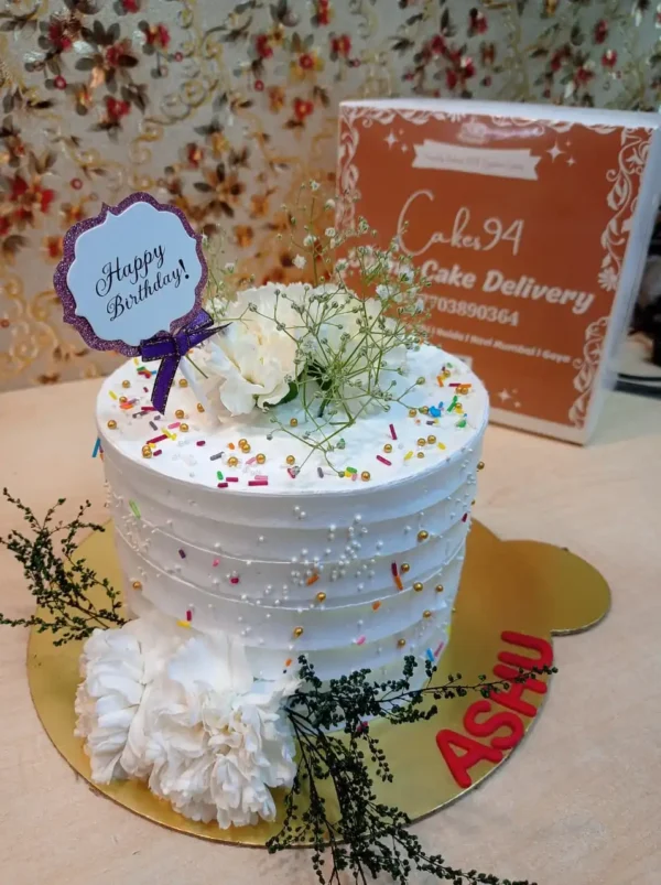 White Carnation Theme Cake