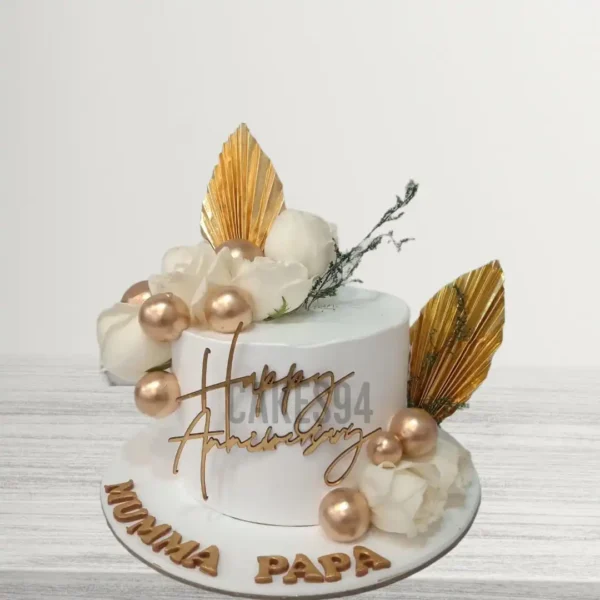Golden Theme Cake Anniversary / Birthday